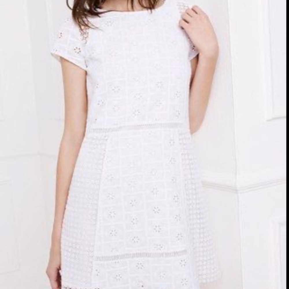 Zara Elegant Cream Eyelet Dress